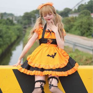 Halloween Embroidered Maid Costume Bat Vampire Witch Outfit Cosplay Anime Role Playing Dress Black And Purple Polyester Spring - Product Image 2