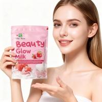 Complément alimentaire en poudre Beauty Glow Milk L-glutathion CoQ10 Astaxanthine 180g 12 sachets saveur fraise Boisson au lait au thé