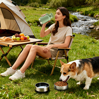 Bol à eau portable 3 en 1 pour chien, 32 oz, en acier inoxydable, bouteille pour animaux de compagnie et bouteille d'eau pour chiot