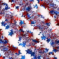 Perlengkapan Dekorasi Hari Kemerdekaan Amerika untuk Luar Negeri, Hiasan Plastik, Pita Dekorasi Tempat, Bendera, dan Rumbai Bendera