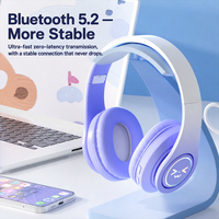 Casque sans fil Bluetooth V5.3 pliable Macaron à dégradé de couleurs, modèle B39, lumineux, pour enfants