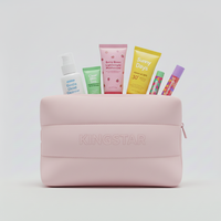 Pochette de rangement matelassée en néoprène avec logo personnalisé, fermeture éclair, poignée souple, pour cosmétiques, maquillage, soins de beauté