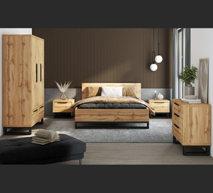 OEM Custom FSC Certified Wood Contemporary Apartment Bedroom Furniture Set Luxury King Size Bed Modern with 3 Door Wardrobe