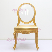 Chaise empilable en résine acrylique durable sur mesure pour hôtels, salles de banquet, salons, mariages, événements et fêtes de style Louis Royal - Vente en gros