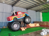 Château gonflable avec toboggan pour enfants, camion gonflable bleu avec rampe, structure de saut en PVC