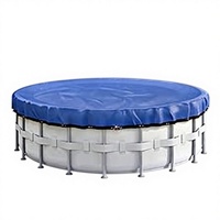 Accessoires d'hiver pour piscine : Bâche en PE bleue/noire avec treuil à câble, écologique, imperméable, style uni, tricotée en trame