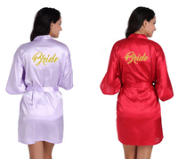 Impression personnalisée mariée demoiselle d'honneur Satin soie Robe mariage Peignoirs de bain pour les femmes