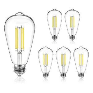 New ST58 8W 6 Pack Set E26 Base Warm White Amber China LED Dimmable Lamps Filament Light Vintage Antique Ediso n Bulbs Lamp
