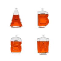 Lettre de qualité supérieure a B S W en forme de bouteilles en verre vides d'alcool Tequila Brandy Whisky Bouteilles en verre d'alcool personnalisées de 750ml Vodka Spirit Glass