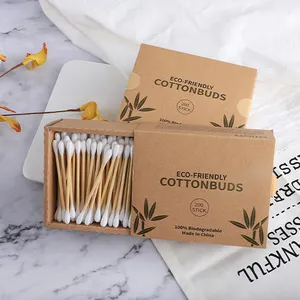 Cotonetes de algodão para bebês, bastões de algodão eco friendly com cabeça dupla para remover maquiagem de bebês adultos