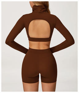 ओम कसरत जिम उच्च स्ट्रेची ओपन बैक स्पोर्ट्स ब्रा ब्रा उच्च कमर ट्यूमर नियंत्रण लेगिंग महिलाओं के लिए फिटनेस वाइड फ्लेयर पैंट सेट - Product Image 6