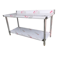 Commerciële keuken roestvrijstalen werktafel 201/304 met spatbescherming en zelfreinigende coating, draagvermogen 300kg/m²