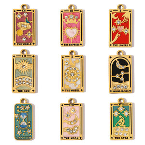 Bijoux personnalisés en acier inoxydable 316L, pendentifs et breloques tendance, cartes de tarot 3D pour la création de bracelets et colliers. - Product Image 1