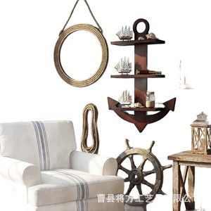 <b>Wall</b> <b>Mounted</b> Wooden Anchor <b>Shelf</b> 3 Tier Storage Rack For Nautical Decor - Product Image 5