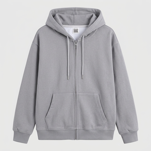 Sudadera con capucha completa con cremallera para hombre y mujer, gris liso, informal, con capucha, logotipo personalizado, sudadera con capucha en blanco, chaqueta con cremallera al por mayor - Product Image 5