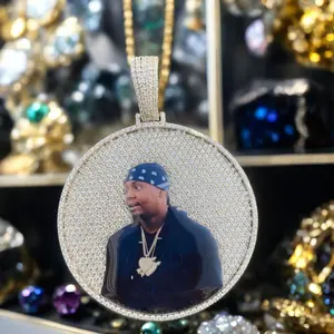 Personalized Hiphop Moissanite Photo Pendant 925 Sterling Silver Iced Out Customized Photo Moissanite Pendant