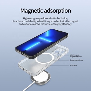 Nouvel étui de téléphone transparent magnétique à la mode 2022, TPU mat 2 en 1, anti-choc, étui en verre trempé pour iphone 12 13 14 pro max - Product Image 5