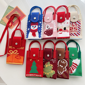 Minibolso <span class=keywords><strong>para</strong></span> teléfono móvil de Navidad a la moda personalizado, bolso de mano de punto, bandolera a rayas, bandolera tejida de ganchillo <span class=keywords><strong>para</strong></span> mujer - Product Image 3
