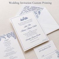 Invitations de mariage personnalisées romantiques avec dorure à chaud, design personnalisé et enveloppes pour mariage sur la plage
