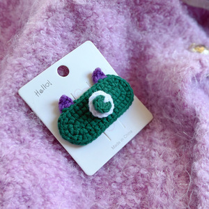 Nuovo Fermaglio <span class=keywords><strong>per</strong></span> Capelli a Forma di Mostro Monocolo in Lana Fatta a Mano Verde Foglia Cartoonesco <span class=keywords><strong>per</strong></span> Bambini Capodanno - Product Image 3