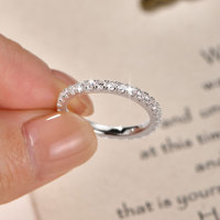 Bagues d'éternité en moissanite VVS1 couleur D taille brillant certifiées GRA 2 mm serties clos, pour femme, style promesse, empilables, tendance, en or 14K
