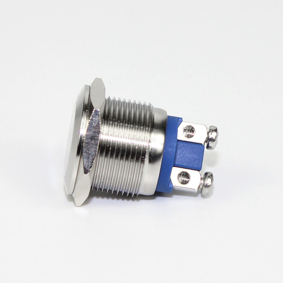 19MM Waterproof Flat Shape Screw Terminal Metal Push Button Switch