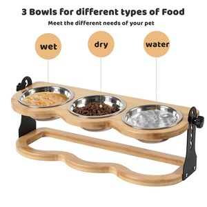 Cuencos para mascotas de acero inoxidable ecológicos simples y modernos con soporte de bambú pies antideslizantes para Gatos Perros decoración del hogar - Product Image 2