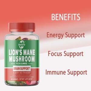 Gummies au Lion's Mane, saveur Myrtille & Fraise - Soutient la santé cérébrale, la fonction cognitive, la concentration, la mémoire et l'humeur - Product Image 3