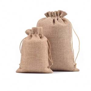 Wholesale Ecological Recycled High Quality Recycled Burlap Linen Jute <b>Drawstring</b> Bag with Custom Printed logo - Product Image 2