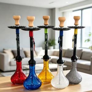 Cachimba de Vidrio de Lujo Moderna y Ecológica de Fábrica China con Base de Vidrio Grabado, Técnica Esmerilada de Acero Inoxidable y Manguera Única - Product Image 3