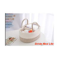 Panier de rangement portable grande capacité pour couches et accessoires de puériculture en corde de coton tressée