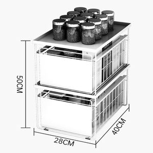 Organisateur multifonction pliable sous l'évier, étagère coulissante sans perçage, finition laquée - Product Image 2
