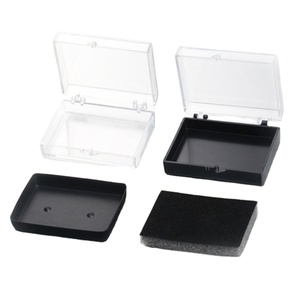 Clear Hinged Lid Plastic Jewelry Storage <b>Box</b>, Black Base with Sponge Insert, Customizable Small <b>Gift</b> <b>Box</b> <b>for</b> <b>Rings</b> and Pendants - Product Image 1
