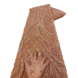 Yüksek kaliteli afrika dantel boncuklu kumaş ve pullu kadınlar için ağır boncuklu diziler Net düğün dantel kumaş XY13 NIAI danteller