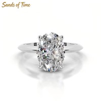 Bague en argent massif 925 avec moissanite ovale de 2 carats, profil solitaire moderne, commande personnalisée pour femme