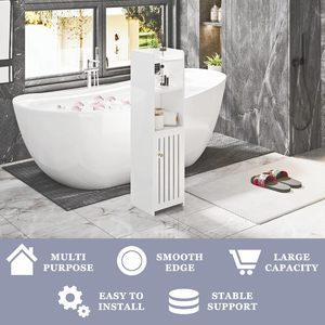 Bathroom Storage Rack 4 Layers Corner Freestanding With Door Vanity Shelf - Product Image 2