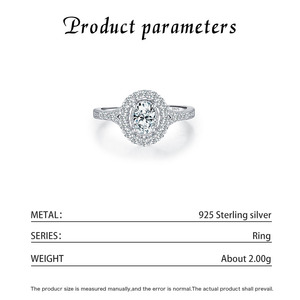 Anillo de Compromiso de Plata 925 con Diamante de Corte Ovalado, Chapado en Rodio, Engaste Pavé, Joyería Fina Clásica para Mujer - Product Image 2
