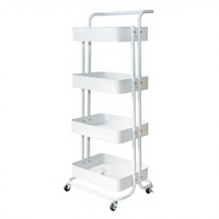 Chariot de rangement de cuisine mobile à 4 niveaux, chariot utilitaire roulant pour la cuisine, la salle de bain, la maison, le bureau, le rangement et l'organisation