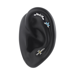 Giometal Gemmed Tiara End Implante Titanio Threadless Triple Marquise Dermal Body Jewelry Helix Labret Oreja Piercing Cartílago - Product Image 4