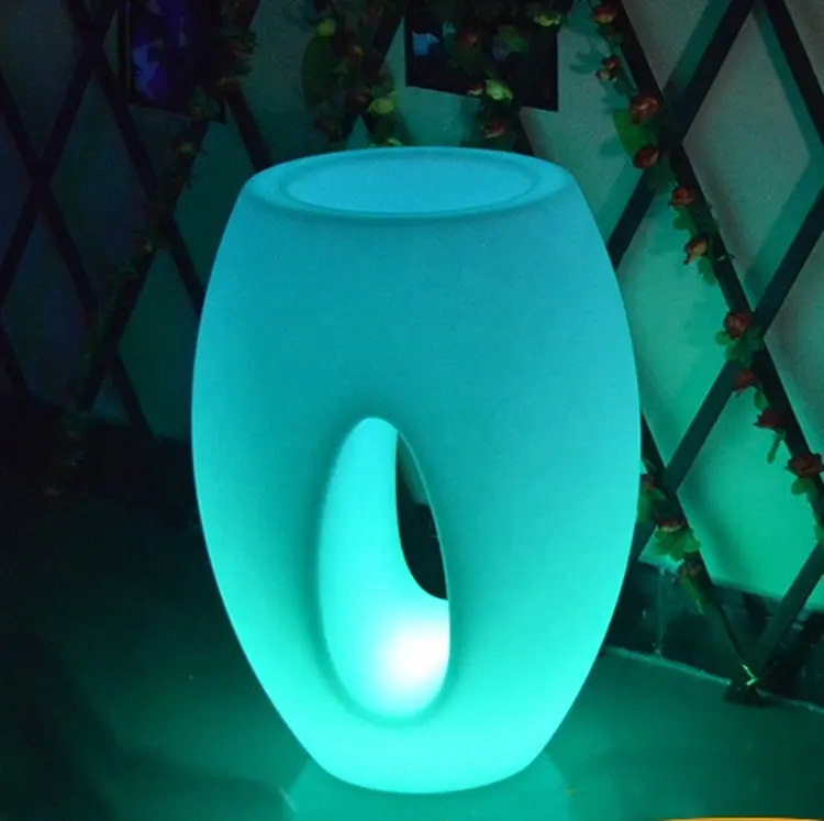 Pot Bunga Plastik LED Bisa Diisi Ulang, Vas Pot Bunga Bercahaya Pesta Taman Warna-warni Dalam Ruangan Rumah, Pot Bunga Plastik PE LED Dapat Diisi Ulang