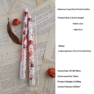 25cm Ghost Pole Printed Halloween Paraffin Smokeless Taper <b>Candle</b>, Orange Halloween Pumpkin Ghost Print Candlesticks - Product Image 6