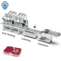 SKILT High-Speed Fruit Clamshell Top Surface Labeling Machine met meerdere invoerkanaalindelingen en automatische stapel- en verzamelapparaat