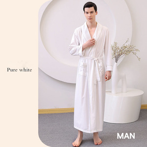 Personalizado Pareja Hombres Suelto y Cómodo Color Sólido <span class=keywords><strong>Cardigan</strong></span> Homestay Casual Waffle Robe Hombres - Product Image 3