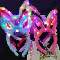 Yeni varış Light up Bunny kulaklar kafa LED tavşan kulaklar Headpiece Glow Hairband cadılar bayramı kostüm saç için