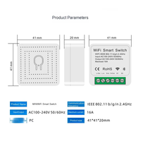 Mini commutateur WiFi intelligent pour système domestique intelligent Alexa/Google Home commande vocale 2 voies 16A 240V fonction de synchronisation CE/FCC 220V