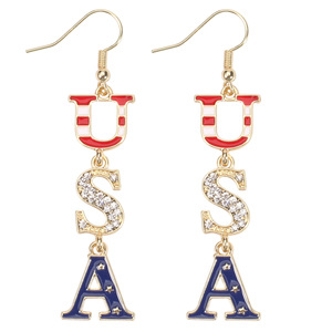 Pendientes con la bandera estadounidense de 7 meses y <span class=keywords><strong>4</strong></span> días, para el Día de la Independencia, el Día de los Caídos, el Día de los Veteranos, pendientes patrióticos, accesorios - Product Image 5