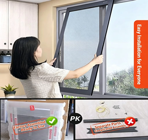 Mosquitera Moderna de Aluminio con Malla de Diamante, Autoinstalable, Deslizante e Inclinable para Ventana de Dormitorio, Longitud Personalizable - Product Image 3