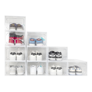 Bán lẻ Sneaker hiển thị rõ ràng lưu trữ giày Stackable nhựa tổ chức hộp với khóa nắp cho Sneaker Bộ sưu tập & Tủ quần áo - Product Image 2