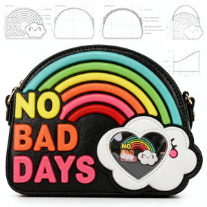 Sac Ita personnalisé arc-en-ciel avec inscription « NO BAD DAYS », sac bandoulière en cuir PU pour Y2K et streetwear - Product Image 3