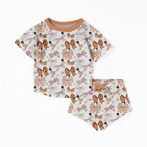 Set di <span class=keywords><strong>Abbigliamento</strong></span> per Ragazze Adolescenti in Tessuto Waffle Personalizzato, Completo <span class=keywords><strong>Estivo</strong></span> Due Pezzi Morbido per Boutique - Product Image 5